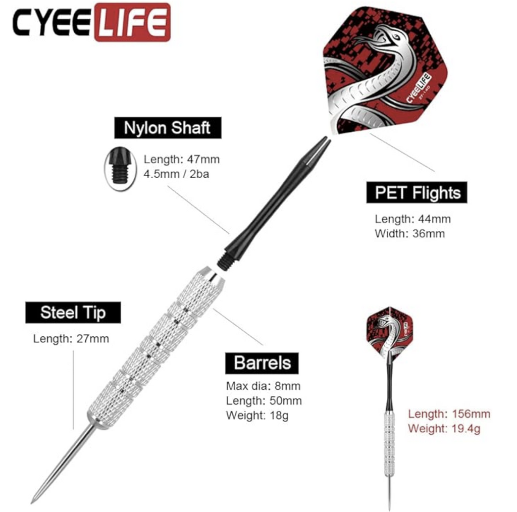 CyeeLife Dartset 12-pack 20g - Komplett Set med 36 Flights & Tillbehör