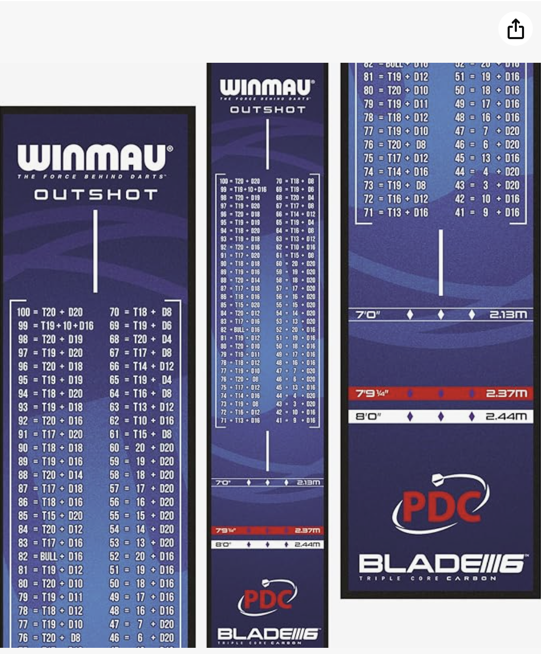 WINMAU Dart-matta Outshot - Golvskydd med Oche-linje