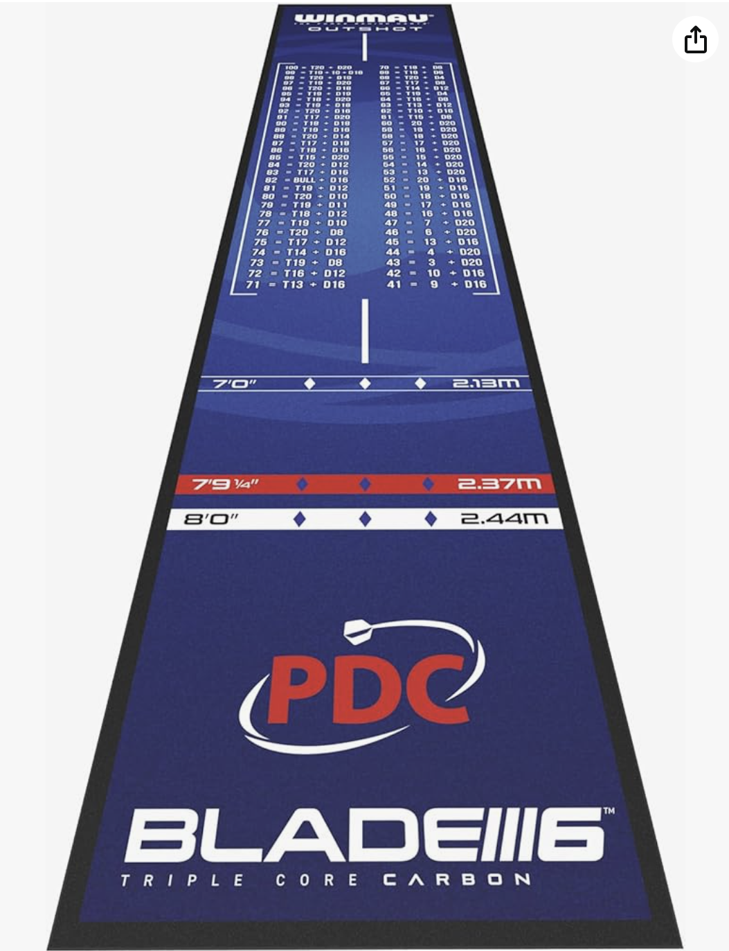 WINMAU Dart-matta Outshot - Golvskydd med Oche-linje