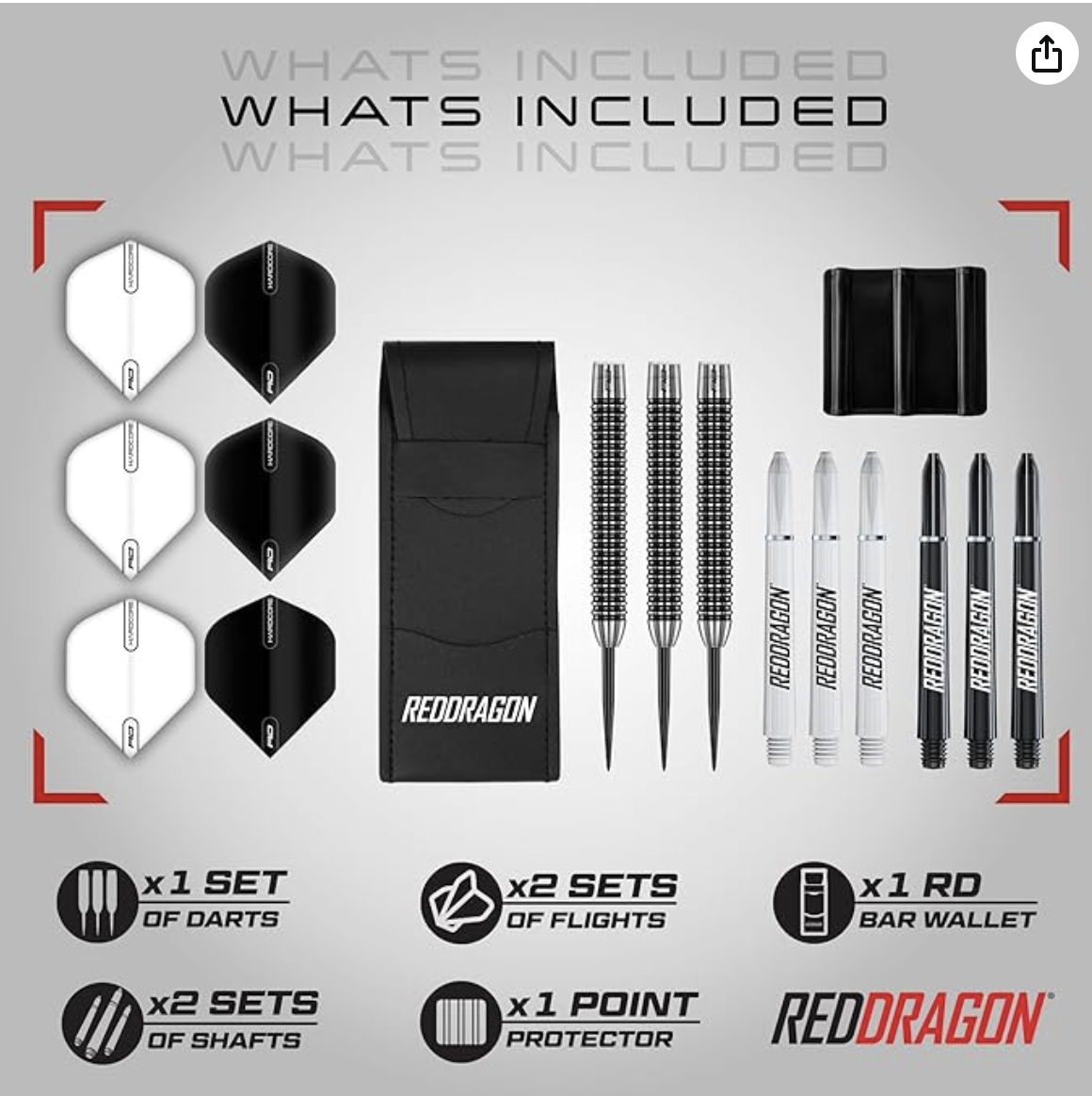 Red Dragon Pegasus Professionellt Dartset 24g - Volfram Ståldart Vit