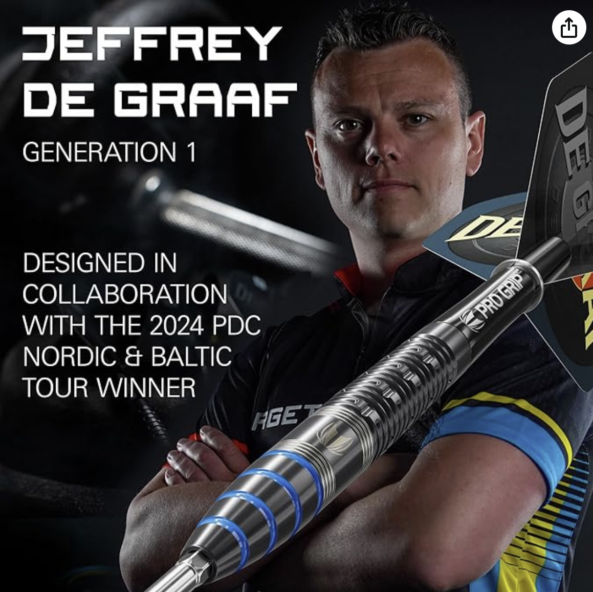 Target Darts Jeffrey de Graaf Gen 1 - 90% Tungsten Steel Tip Darts, 23g