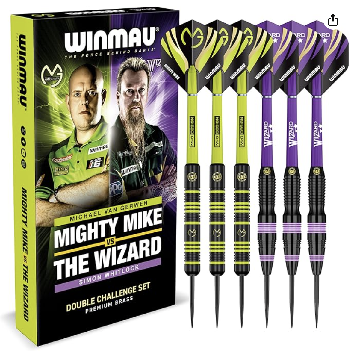 WINMAU MvG vs Simon Whitlock Tvillingset - 22g Stålspets Mässingspilar