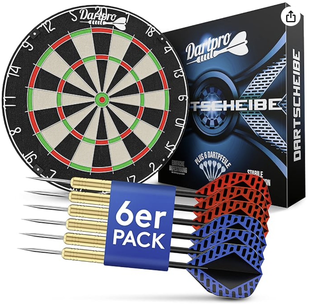 DartPro Sisal Darttavla - Självgenererande med 6 Dartpilar