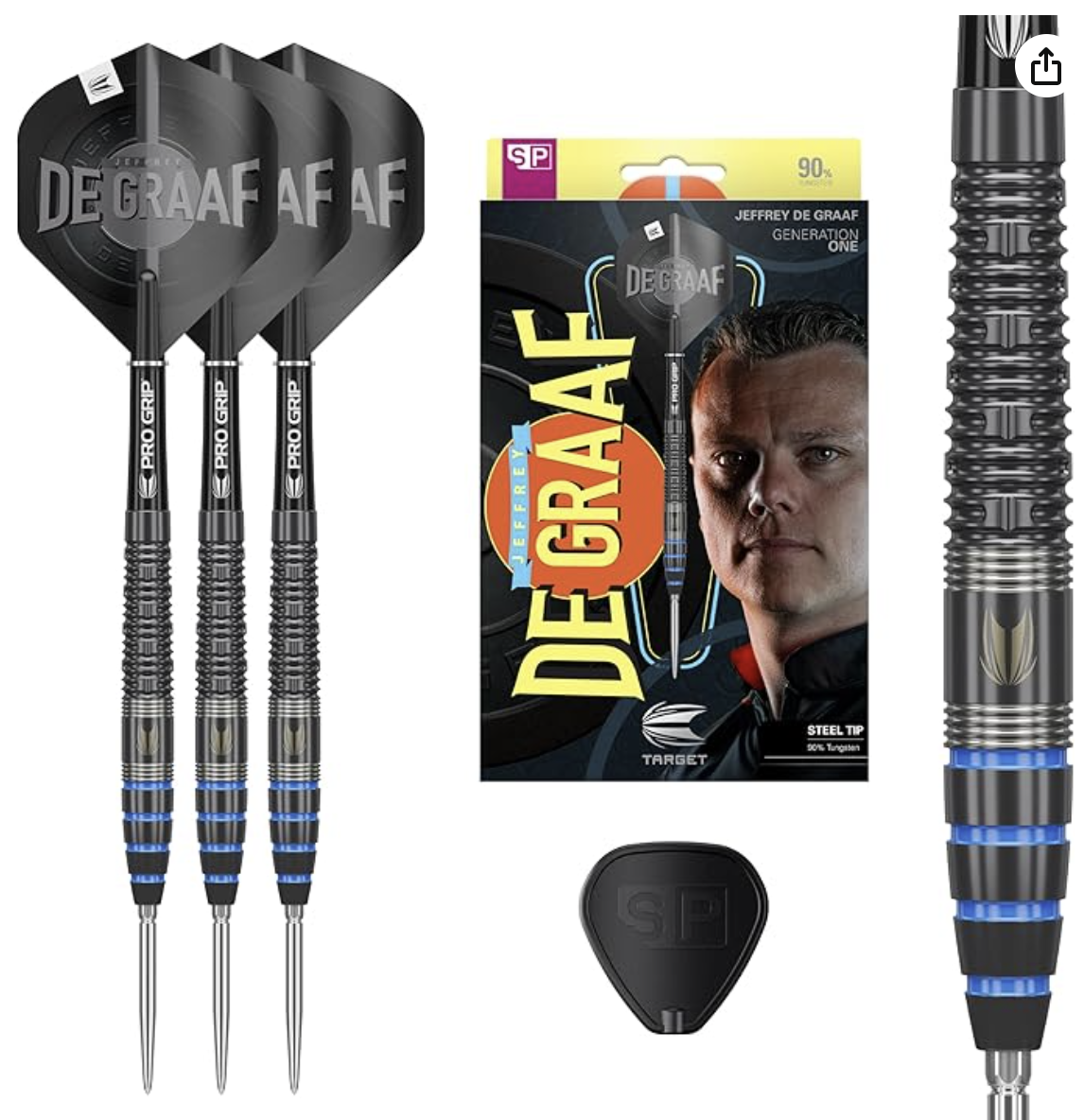 Target Darts Jeffrey de Graaf Gen 1 - 90% Tungsten Steel Tip Darts, 23g